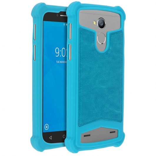 Avizar Coque en Silicone Effet Cuir Turquoise pour Smartphones de 5" à 5,3"