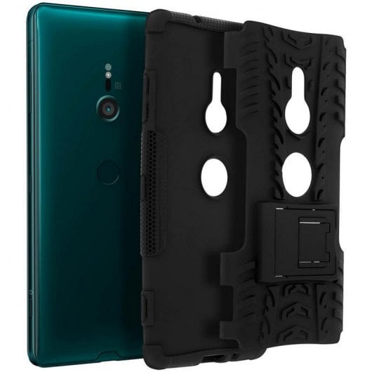 Avizar Funda Antigolpes con Soporte Negra para Sony Xperia XZ3
