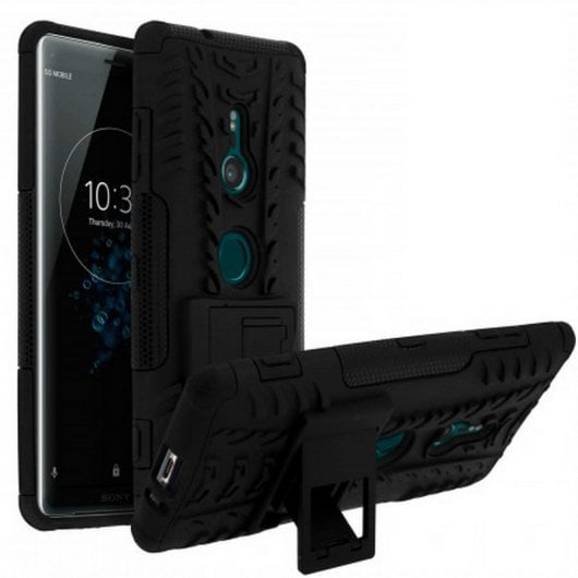 Avizar Funda Antigolpes con Soporte Negra para Sony Xperia XZ3