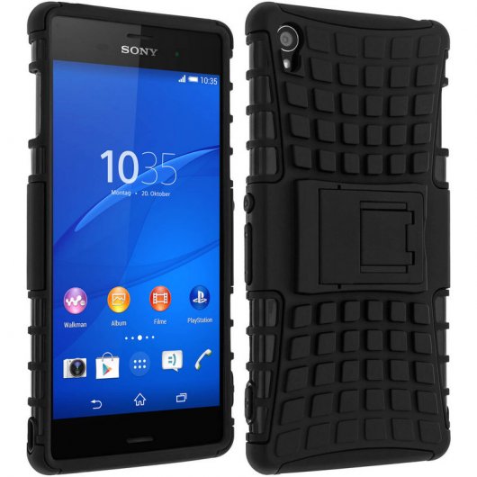 Avizar Funda Antigolpes con Soporte Negra para Sony Xperia Z3
