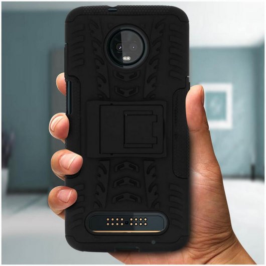 Avizar Funda Antigolpes con Soporte Negra para Sony Xperia Z3