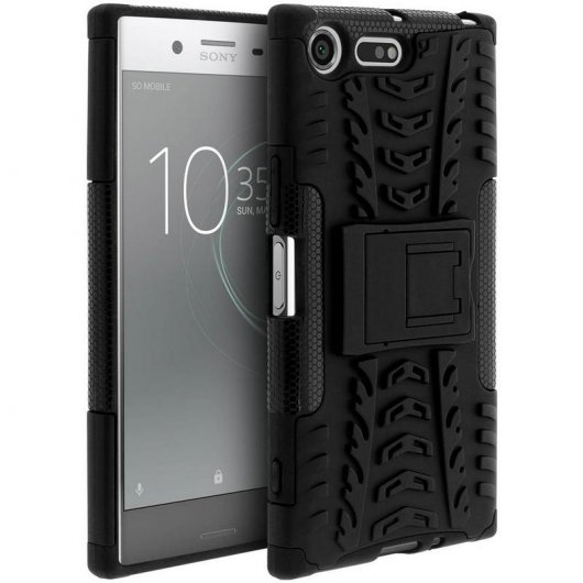Avizar Funda Antigolpes con Soporte Negra para Sony Xperia XZ Premium