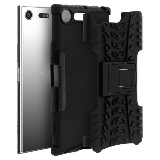 Avizar Funda Antigolpes con Soporte Negra para Sony Xperia XZ Premium