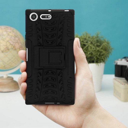 Avizar Funda Antigolpes con Soporte Negra para Sony Xperia XZ Premium