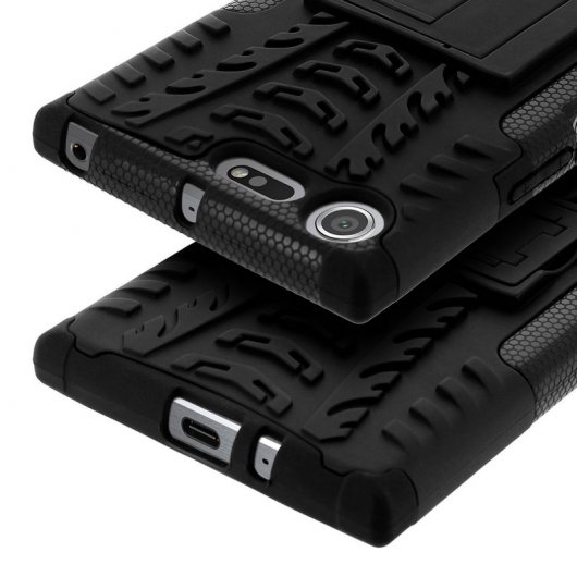 Avizar Funda Antigolpes con Soporte Negra para Sony Xperia XZ Premium