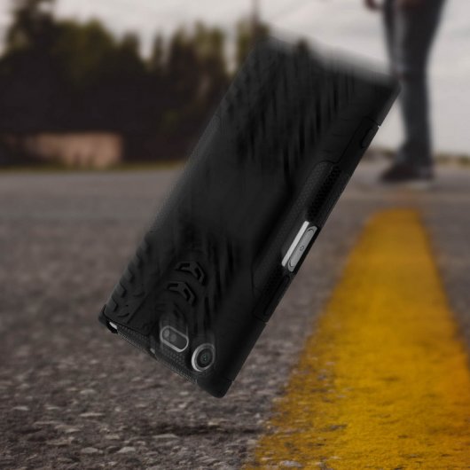Avizar Funda Antigolpes con Soporte Negra para Sony Xperia XZ Premium