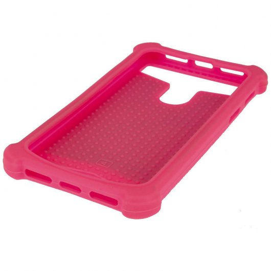 Avizar Funda Silicona Efecto Cuero Fucsia para Smartphones 5.3" a 5.6"