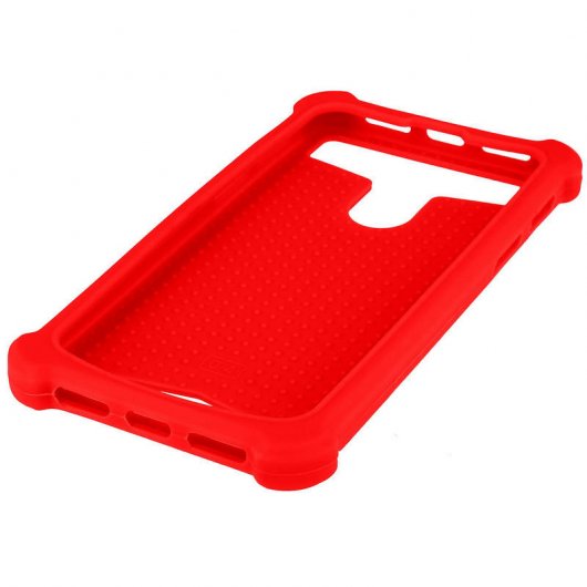 Avizar Funda Silicona Efecto Cuero Roja para Smartphones 5.3" a 5.6"