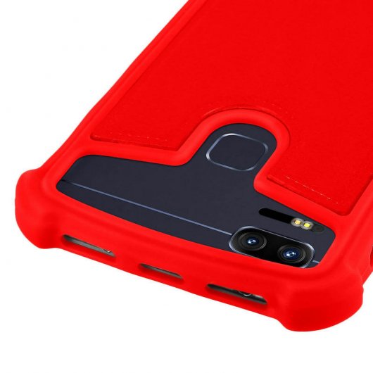 Avizar Funda Silicona Efecto Cuero Roja para Smartphones 5.3" a 5.6"