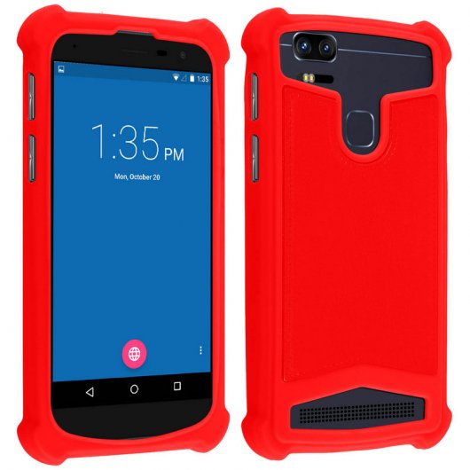 Avizar Funda Silicona Efecto Cuero Roja para Smartphones 5.3" a 5.6"