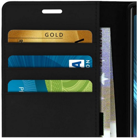 Avizar Funda de Cuero Cartera Negra para Sony Xperia 1