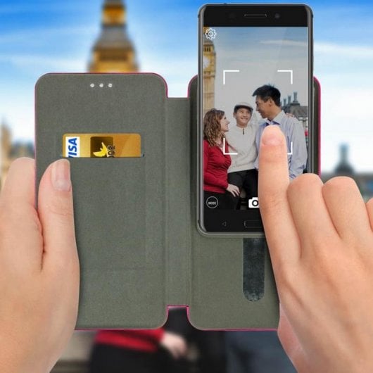 Custodia a Libro Avizar con Slide Fucsia per Smartphone da 4,8" a 5,3"