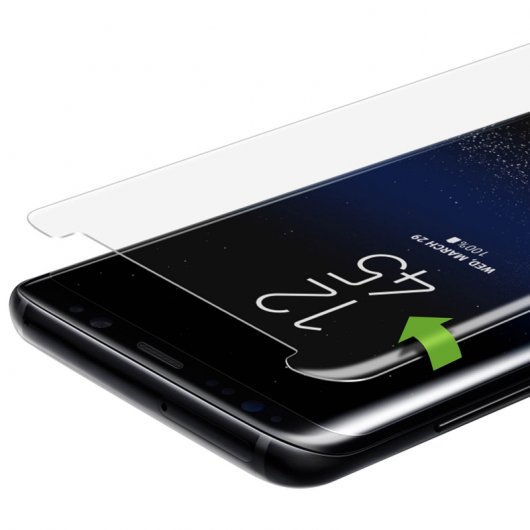 Avizar Protector Cristal Templado Curvo + Kit LED + Adhesivo Líquido para Samsung Galaxy S8 Plus