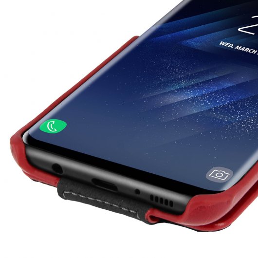 Avizar Funda Cierre Vertical de Piel Auténtica Roja para Samsung Galaxy S8