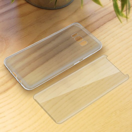 Avizar Funda de Silicona Transparente + Cristal Templado para Samsung Galaxy S8