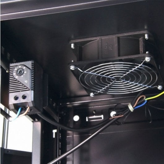 Armoire Murale Rack Powergreen 19" 9U 600x600mm + Thermostat + 2 Ventilateurs + 1 Plateau Fixe