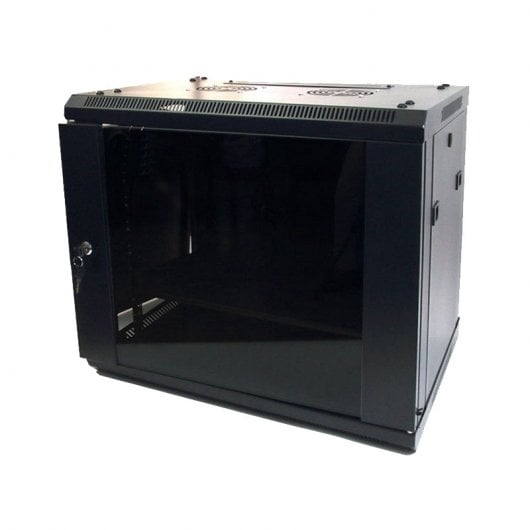 Powergreen Armário Rack Mural 19" 9U 600x450mm + Termostato + 2 Ventoinhas + 1 Bandeja Fixa