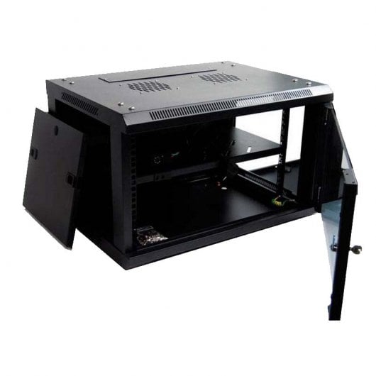 Powergreen Armário Rack Mural 19" 6U 600x450mm + Termostato + 2 Ventoinhas + 1 Bandeja Fija