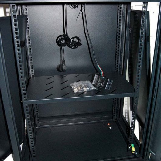 Armoire Murale Rack Powergreen 19" 12U 600x600mm + Thermostat + 2 Ventilateurs + 1 Plateau Fixe