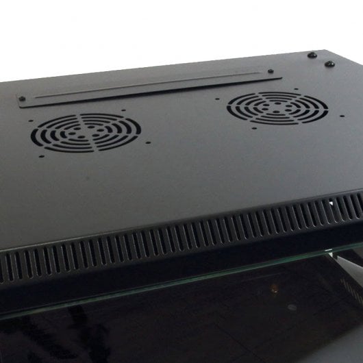 Armoire Murale Rack Powergreen 19" 12U 600x600mm + Thermostat + 2 Ventilateurs + 1 Plateau Fixe