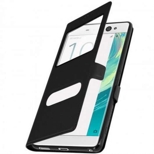 Avizar Funda Libro con Doble Ventana Negra para Sony Xperia XA Ultra