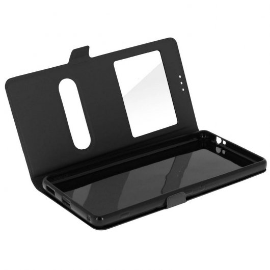 Avizar Funda Libro con Doble Ventana Negra para Sony Xperia XA Ultra