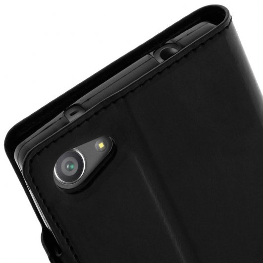 Avizar Funda Libro con Doble Ventana Negra para Sony Xperia Z5 Compact