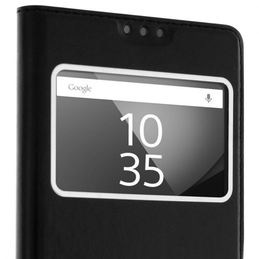 Avizar Funda Libro con Doble Ventana Negra para Sony Xperia Z5 Compact