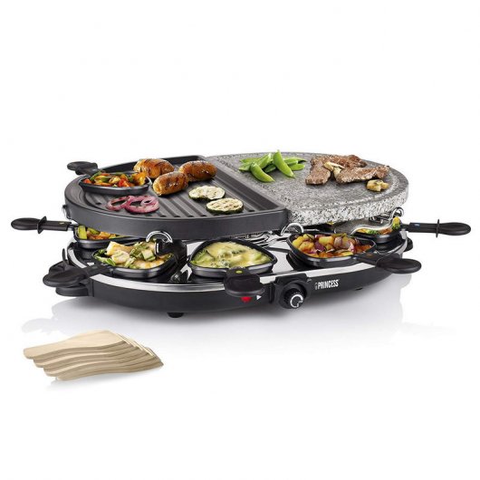 Princess 162710 Oval Stone Grill Party Raclette con Grill 1200W