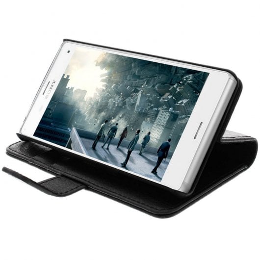 Avizar Funda Libro Billetera Negra para Sony Xperia Z3 Compact