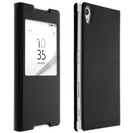 Clappio Funda Rígida con Ventana Negra para Sony Xperia Z5