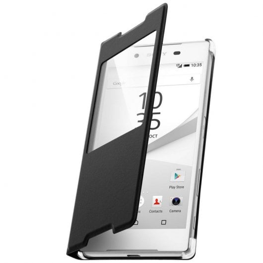 Clappio Funda Rígida con Ventana Negra para Sony Xperia Z5