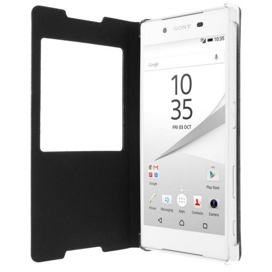 Clappio Funda Rígida con Ventana Negra para Sony Xperia Z5
