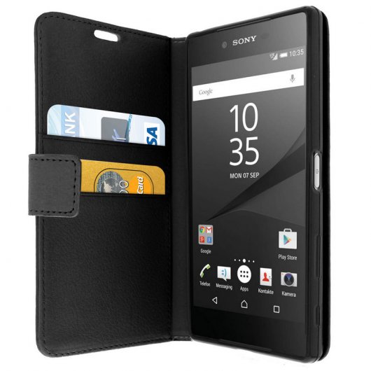 Avizar Funda Tipo Libro Cartera Negra para Sony Xperia Z5 Premium