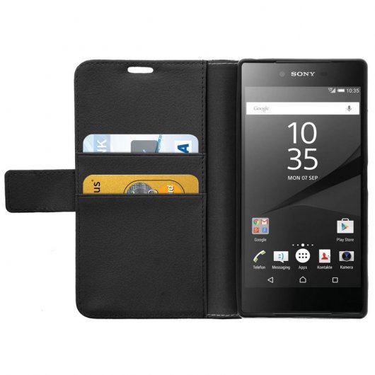 Avizar Funda Tipo Libro Cartera Negra para Sony Xperia Z5 Premium