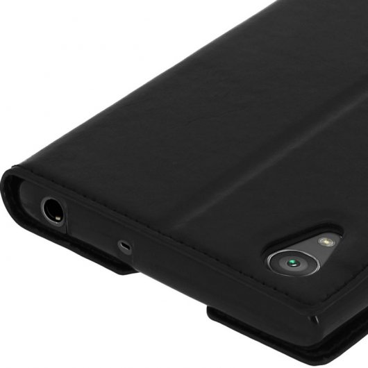 Avizar Funda Libro con Doble Ventana Negra para Sony Xperia XA1 Plus
