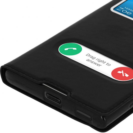 Avizar Funda Libro con Doble Ventana Negra para Sony Xperia XA1 Plus