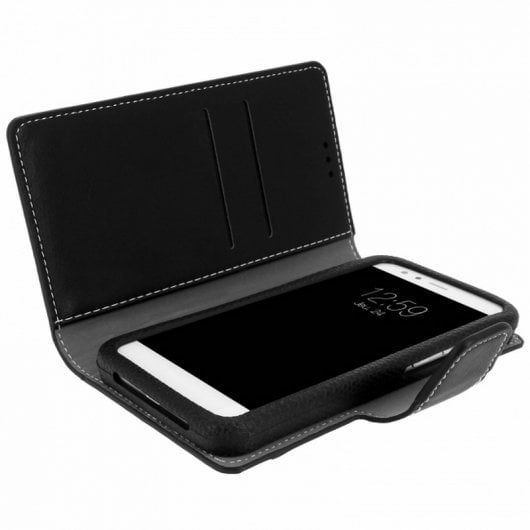 Custodia a portafoglio Avizar con supporto nero per smartphone da 4,5" a 5"