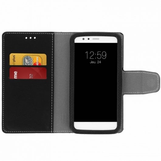 Custodia a portafoglio Avizar con supporto nero per smartphone da 4,5" a 5"