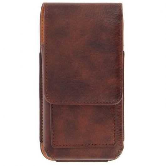 Avizar Funda Vertical de Piel Marrón para Smartphones 140x70mm
