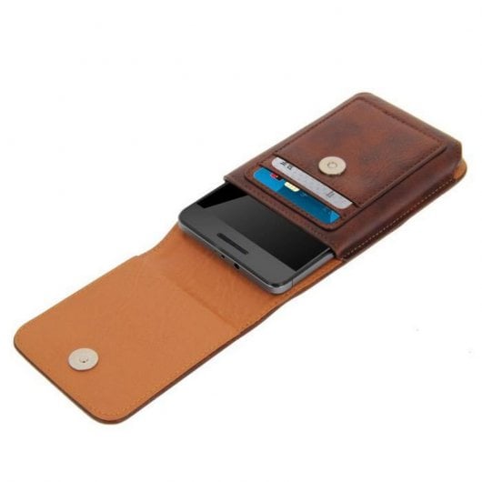 Avizar Funda Vertical de Piel Marrón para Smartphones 140x70mm