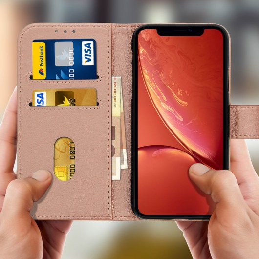 Étui portefeuille Avizar en or rose pour Apple iPhone XR