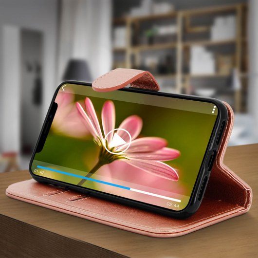 Étui portefeuille Avizar en or rose pour Apple iPhone XR
