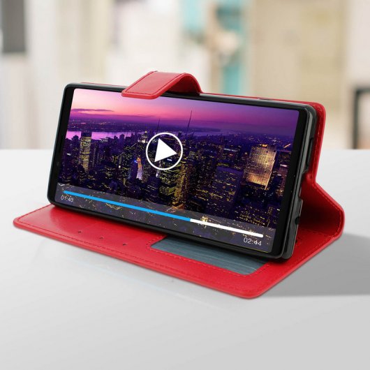 Avizar Funda Cartera Vintage Roja para Sony Xperia 1
