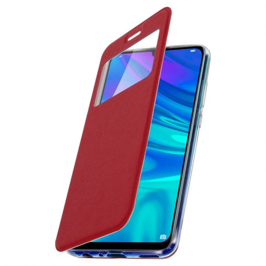 Avizar Funda Libro Cartera con Ventana Roja para Huawei P Smart 2019/Honor 10 Lite
