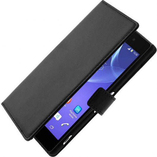 Avizar Funda Cartera Vintage Negra para Sony Xperia Z2