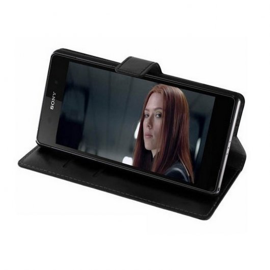 Avizar Funda Cartera Vintage Negra para Sony Xperia Z2