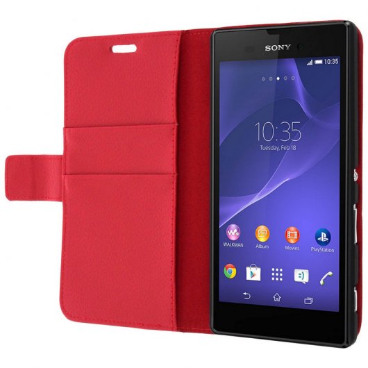 Avizar Funda Libro Billetera Roja para Sony Xperia T3
