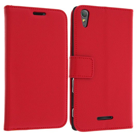 Avizar Funda Libro Billetera Roja para Sony Xperia T3