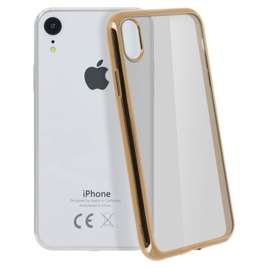 Avizar Funda de Silicona Transparente con Bordes Dorado Metalizado para Apple iPhone XR